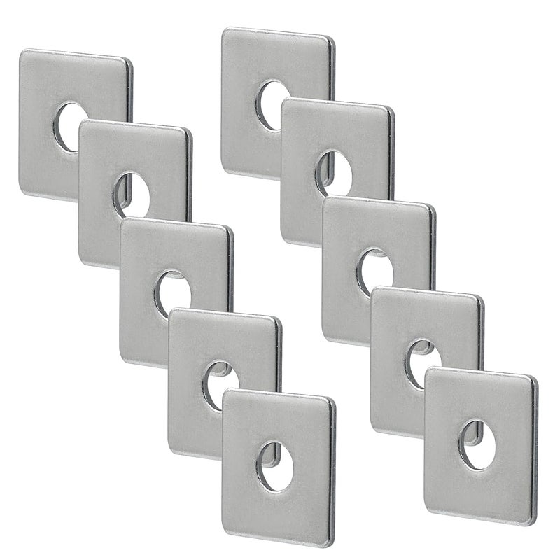 Coufce 10pcs M6 Square Bearing Plate Washer, 304 Stainless Steel Flat Pad Spacer Gasket Hardware Fastener, Heavy Duty Square Washers Plate, 0.26"(ID) x0.79"x0.79"x0.06" - Image 1